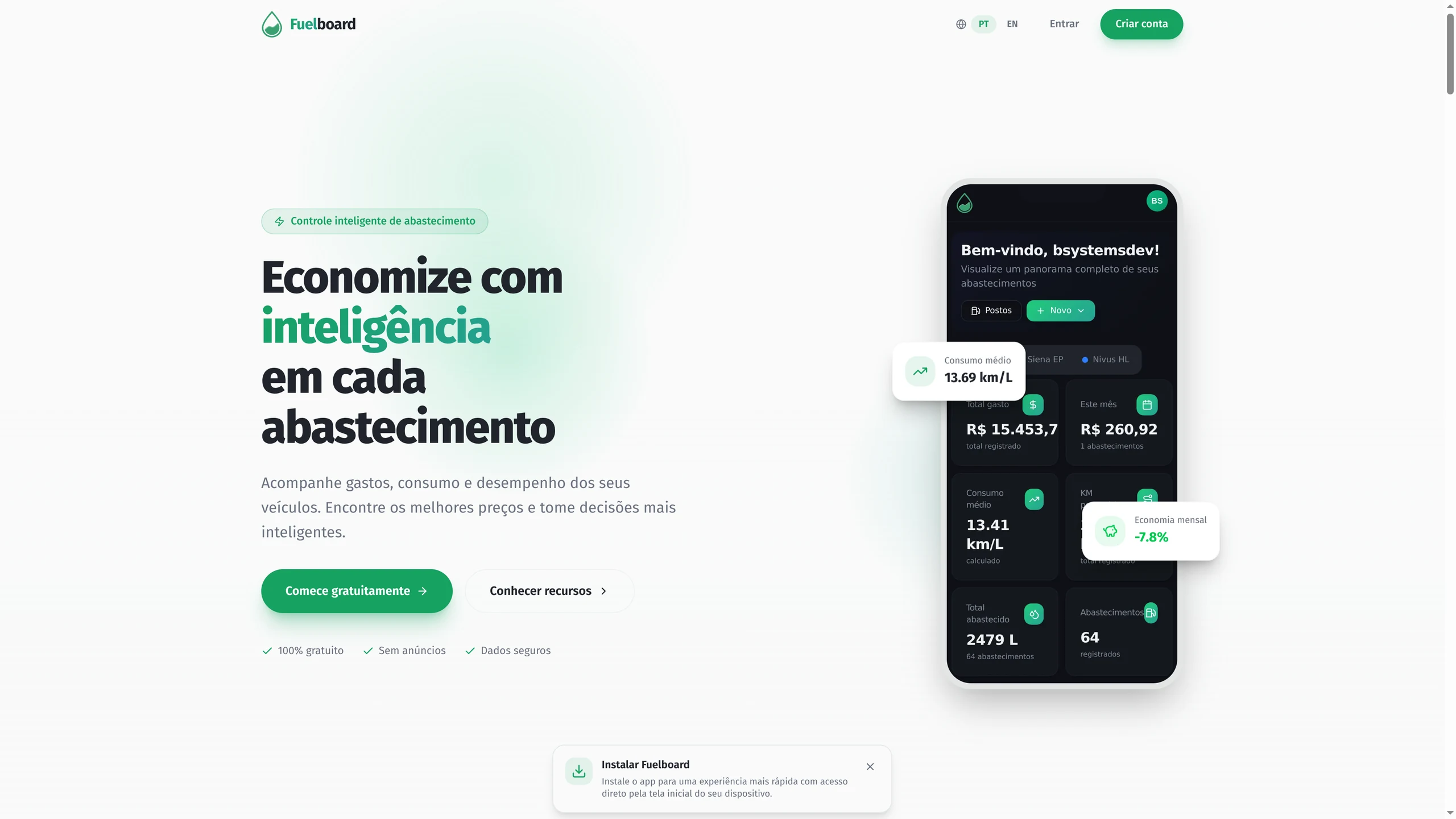 Fuelboard — Página inicial