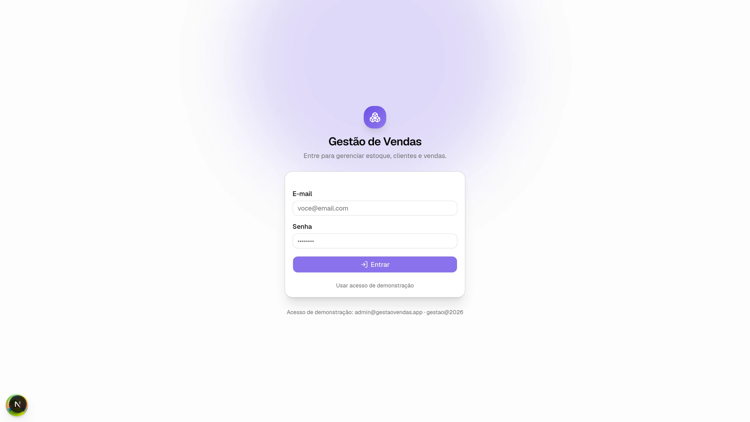 Gestão de Vendas — Acesso