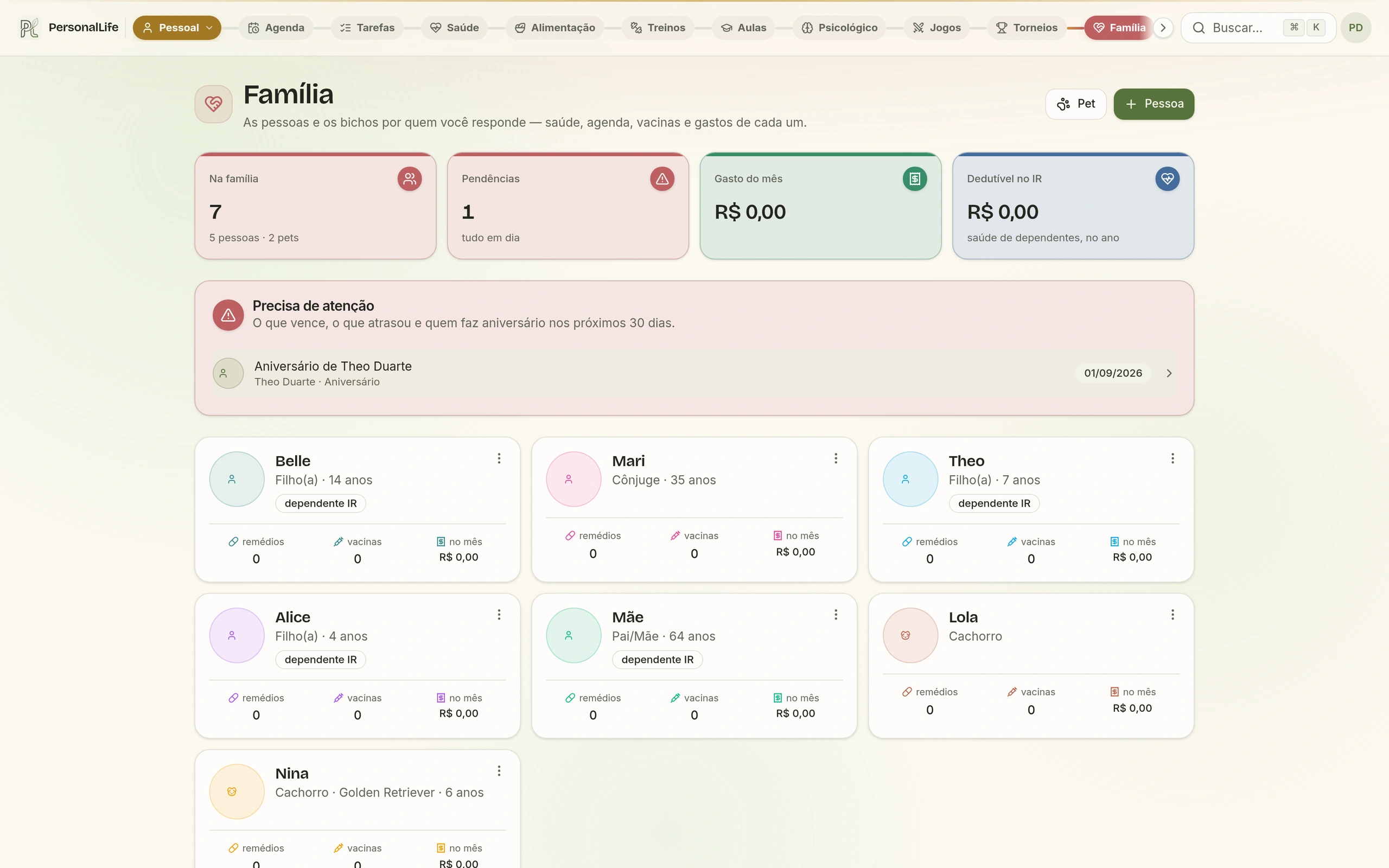 The health and calendar of everyone who depends on you